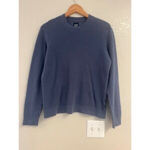 GAP Mens Blue Gray Waffle Knit Crewneck Sweater Small GP006436 Cotton Blend